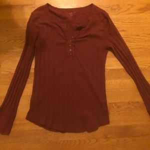 Maroon half button up tee
